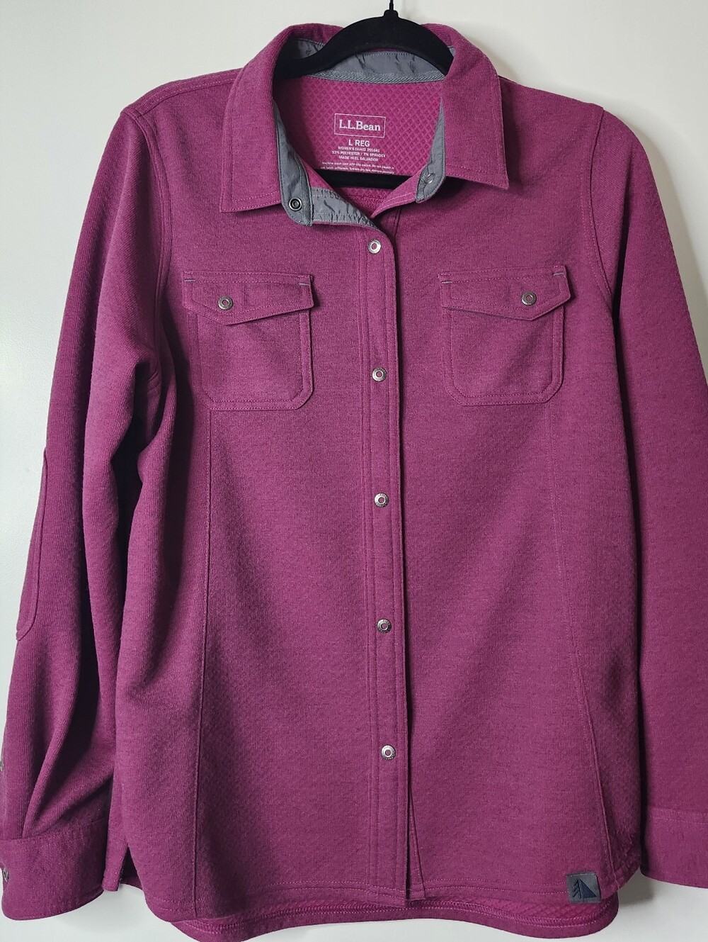 LL Bean Polartec Womens Large Jacket Snap Front Pockets Outdoor Layer Fall Warm - Picture 2 of 13